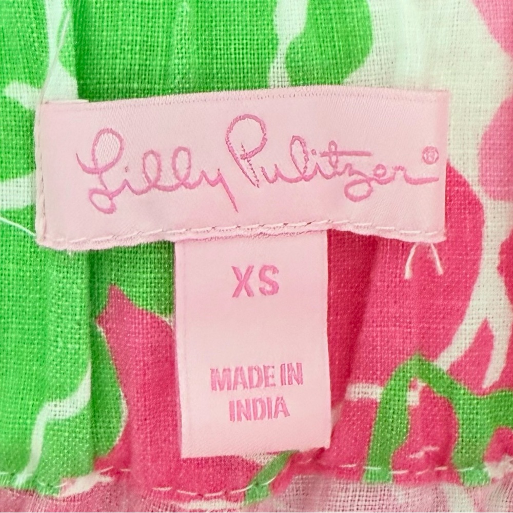 Lilly Pulitzer Floral Pink & Green & White Linen & Cotton Floral Pants‎ Size XS - Picture 7 of 10